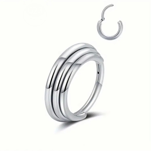 NWT septum stacked ring clicker cute 16G 8mm titanium - Picture 2 of 4